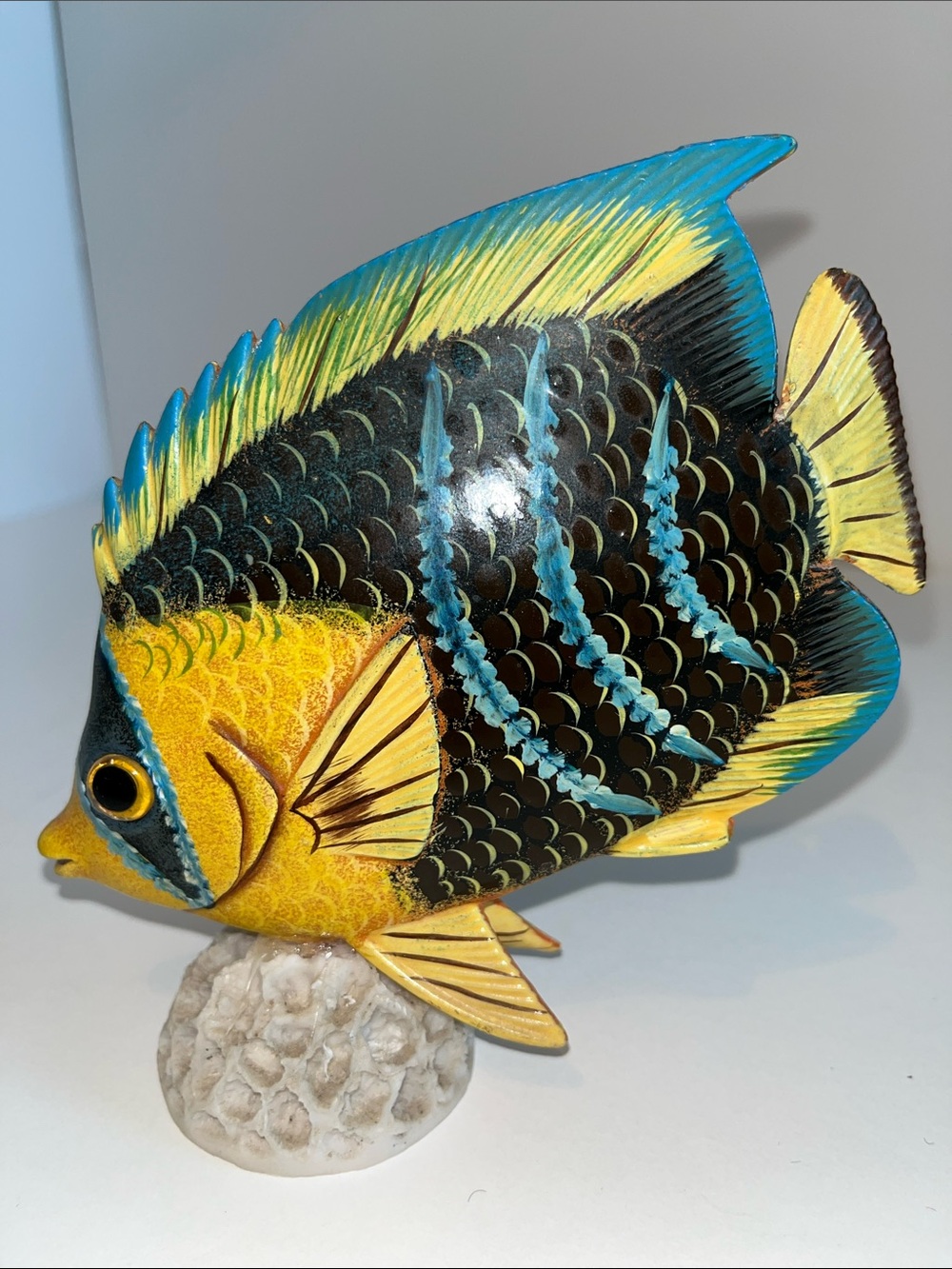 Decorative Tropical Fish Figurine - Yellow & Blue
